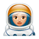 👩🏼‍🚀 Emoji Astronauta Mujer: Tono De Piel Claro Medio en WhatsApp 2.17.