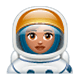 👩🏽‍🚀 Emoji Astronauta Mulher: Pele Morena na WhatsApp 2.17.