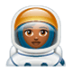 👩🏾‍🚀 Emoji Astronauta Mujer: Tono De Piel Oscuro Medio en WhatsApp 2.17.
