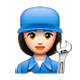 Emoji 👩🏻‍🔧 Meccanico Donna: Carnagione Chiara su WhatsApp 2.17.