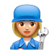 Emoji 👩🏼‍🔧 Meccanico Donna: Carnagione Abbastanza Chiara su WhatsApp 2.17.
