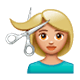 💇🏼 Emoji Persona Cortándose El Pelo: Tono De Piel Claro Medio en WhatsApp 2.17.