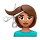Émoji 💇🏽 Personne Qui Se Fait Couper Les Cheveux : Peau Légèrement Mate sur WhatsApp 2.17.