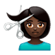 Émoji 💇🏿 Personne Qui Se Fait Couper Les Cheveux : Peau Foncée sur WhatsApp 2.17.