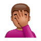 Emoji 🤦🏽‍♂️ Uomo Esasperato: Carnagione Olivastra su WhatsApp 2.17.