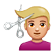 Emoji 💇🏼‍♂️ Taglio Di Capelli Per Uomo: Carnagione Abbastanza Chiara su WhatsApp 2.17.