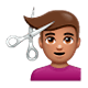 💇🏽‍♂️ Emoji Hombre Cortándose El Pelo: Tono De Piel Medio en WhatsApp 2.17.
