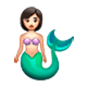 Emoji 🧜🏻‍♀️ Sirena Donna: Carnagione Chiara su WhatsApp 2.17.