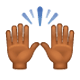 🙌🏾 Emoji Mãos Para Cima: Pele Morena Escura na WhatsApp 2.17.