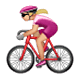 Émoji 🚴🏼‍♀️ Cycliste Femme : Peau Moyennement Claire sur WhatsApp 2.17.