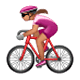 Emoji 🚴🏽‍♀️ Ciclista Donna: Carnagione Olivastra su WhatsApp 2.17.