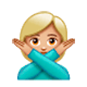 Emoji 🙅🏼‍♀️ Donna Con Gesto Di Rifiuto: Carnagione Abbastanza Chiara su WhatsApp 2.17.