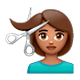 Émoji 💇🏽‍♀️ Femme Qui Se Fait Couper Les Cheveux : Peau Légèrement Mate sur WhatsApp 2.17.