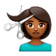 Émoji 💇🏾‍♀️ Femme Qui Se Fait Couper Les Cheveux : Peau Mate sur WhatsApp 2.17.