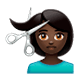 Émoji 💇🏿‍♀️ Femme Qui Se Fait Couper Les Cheveux : Peau Foncée sur WhatsApp 2.17.