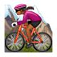🚵🏾‍♀️ Emoji Mujer En Bicicleta De Montaña: Tono De Piel Oscuro Medio en WhatsApp 2.17.