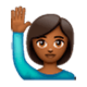 🙋🏾‍♀️ Emoji Frau mit erhobenem Arm: mitteldunkle Hautfarbe WhatsApp 2.17.