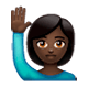 🙋🏿‍♀️ Emoji Frau mit erhobenem Arm: dunkle Hautfarbe WhatsApp 2.17.