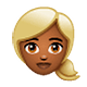 👱🏾‍♀️ Emoji Frau: mitteldunkle Hautfarbe, blond WhatsApp 2.18.379.