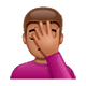 Emoji 🤦🏽 Persona Esasperata: Carnagione Olivastra su WhatsApp 2.18.379.