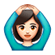 🙆🏻 Emoji Person mit Händen auf dem Kopf: helle Hautfarbe WhatsApp 2.18.379.