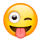Emoji 😜 Faccina Che Fa L’occhiolino E Mostra La Lingua su WhatsApp 2.18.379.
