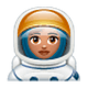 👩🏽‍🚀 Emoji Astronauta Mulher: Pele Morena na WhatsApp 2.18.379.