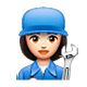 👩🏻‍🔧 Emoji Mechanikerin: helle Hautfarbe WhatsApp 2.18.379.