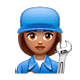 Emoji 👩🏽‍🔧 Meccanico Donna: Carnagione Olivastra su WhatsApp 2.18.379.