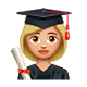 Emoji 👩🏼‍🎓 Studentessa: Carnagione Abbastanza Chiara su WhatsApp 2.18.379.