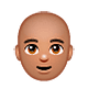 👨🏽‍🦲 Emoji Mann: mittlere Hautfarbe, Glatze WhatsApp 2.18.379.