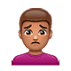 🙍🏽‍♂️ Emoji missmutiger Mann: mittlere Hautfarbe WhatsApp 2.18.379.