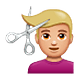 Emoji 💇🏼‍♂️ Taglio Di Capelli Per Uomo: Carnagione Abbastanza Chiara su WhatsApp 2.18.379.