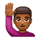 🙋🏾‍♂️ Emoji Mann mit erhobenem Arm: mitteldunkle Hautfarbe WhatsApp 2.18.379.
