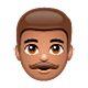 👨🏽 Emoji Mann: mittlere Hautfarbe WhatsApp 2.18.379.