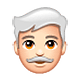 👨🏻‍🦳 Emoji Mann: helle Hautfarbe, weißes Haar WhatsApp 2.18.379.