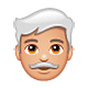 👨🏼‍🦳 Emoji Mann: mittelhelle Hautfarbe, weißes Haar WhatsApp 2.18.379.