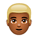 👱🏾 Emoji Person: mitteldunkle Hautfarbe, blondes Haar WhatsApp 2.18.379.