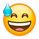 Emoji 😅 Faccina Con Un Gran Sorriso E Goccia Di Sudore su WhatsApp 2.18.379.