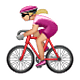 Émoji 🚴🏼‍♀️ Cycliste Femme : Peau Moyennement Claire sur WhatsApp 2.18.379.