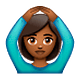 🙆🏾‍♀️ Emoji Frau mit Händen auf dem Kopf: mitteldunkle Hautfarbe WhatsApp 2.18.379.