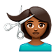 Émoji 💇🏾‍♀️ Femme Qui Se Fait Couper Les Cheveux : Peau Mate sur WhatsApp 2.18.379.