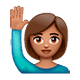 🙋🏽‍♀️ Emoji Frau mit erhobenem Arm: mittlere Hautfarbe WhatsApp 2.18.379.