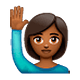🙋🏾‍♀️ Emoji Mulher Levantando A Mão: Pele Morena Escura na WhatsApp 2.18.379.