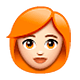👩🏻‍🦰 Emoji Frau: helle Hautfarbe, rotes Haar WhatsApp 2.18.379.