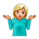 🤷🏼‍♀️ Emoji schulterzuckende Frau: mittelhelle Hautfarbe WhatsApp 2.18.379.