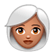👩🏽‍🦳 Emoji Mujer: Tono De Piel Medio Y Pelo Blanco en WhatsApp 2.18.379.