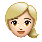 Émoji 👱🏻‍♀️ Femme Blonde : Peau Claire sur WhatsApp 2.19.244.