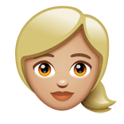 Émoji 👱🏼‍♀️ Femme Blonde : Peau Moyennement Claire sur WhatsApp 2.19.244.