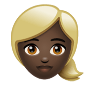 Émoji 👱🏿‍♀️ Femme Blonde : Peau Foncée sur WhatsApp 2.19.244.